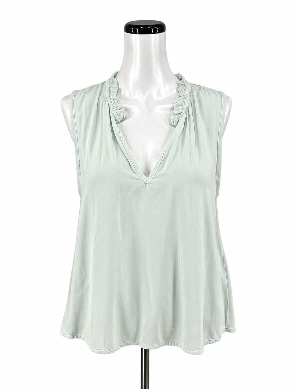 Cloth & Stone Seafoam Ruffle V-Neck ECOVERO Swing Tank Top NWT Size XS